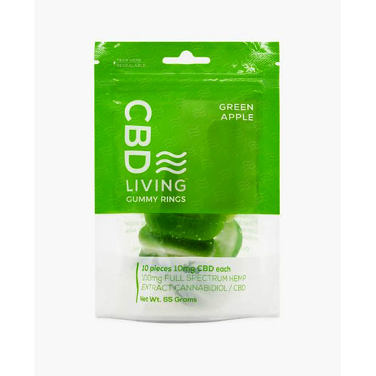 CBD Living Gummy Rings Bag Green Apple 100mg