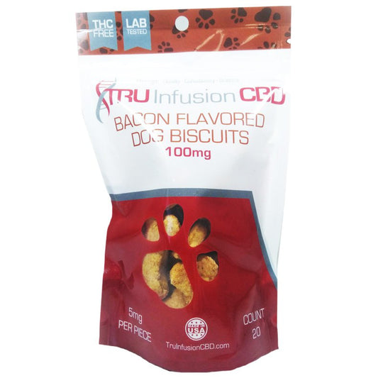 Tru Infusion 100mg Bacon Flavored CBD Dog Biscuits- 20 Count 5mg Per Biscuit