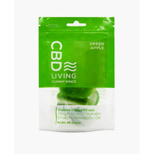 Load image into Gallery viewer, CBD Living Gummy Rings Bag Green Apple 100mg